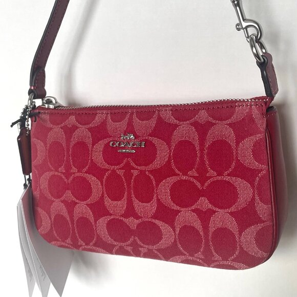 Coach Nolita 19 Signature Denim Leather Wristlet True Red CCZ48 - Picture 8 of 13